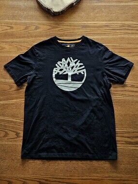 Timberland Men's Stacked Logo Graphic T-Shirt Black - Size M